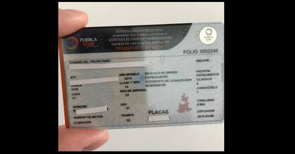 Así es la nueva tarjeta de circulación en Puebla; plazo