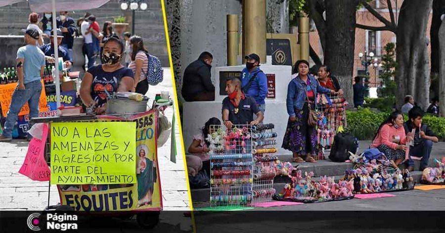 Los comerciantes informales se instalaron en el recién remodelado Zócalo de Puebla